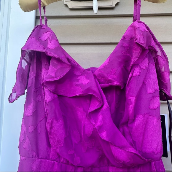 BCX Plus Pink Purple Mauve Ruffled Textured High-Low Dress. Size 1X. NWT! - Picture 3 of 13